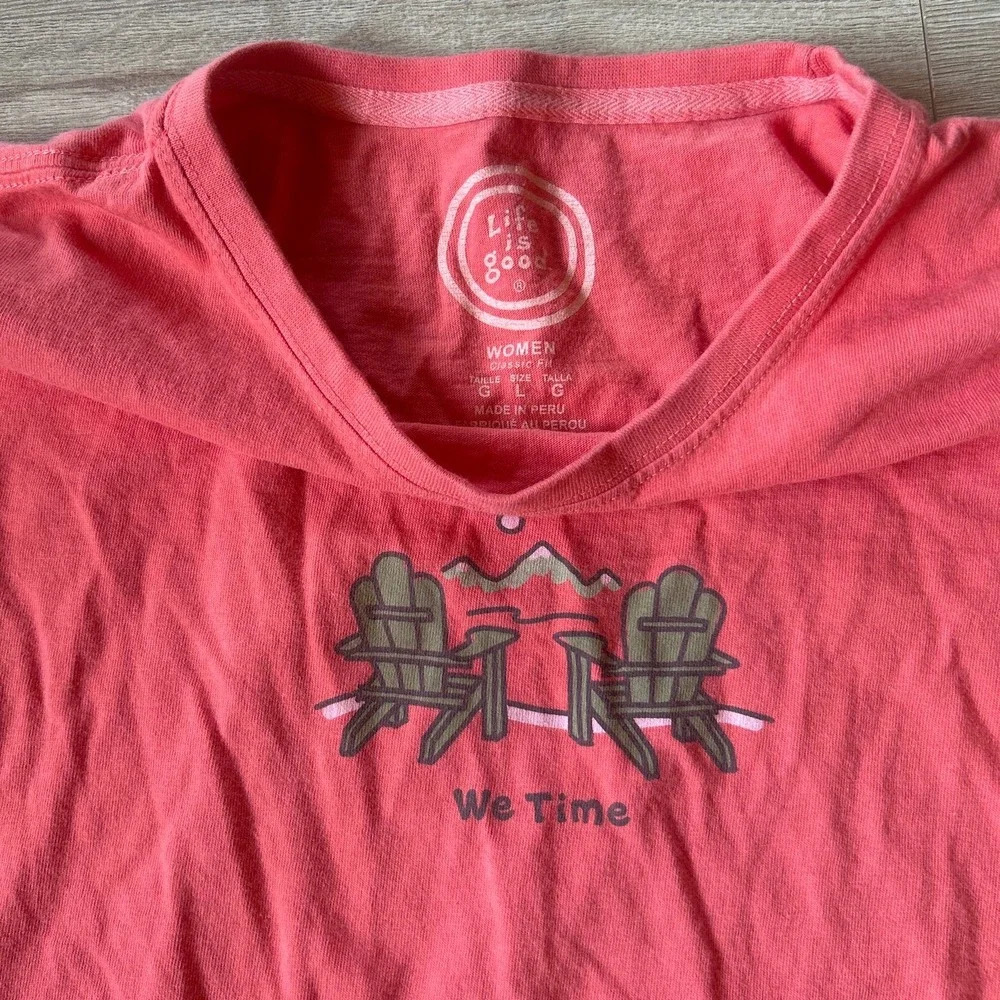 Life is Good Womens Coral Pink We Time Adirondack Chair Long Sleeve  L